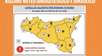 ALLERTA METEO CON CRITICITÀ ARANCIONE PER SABATO 19 OTTOBRE